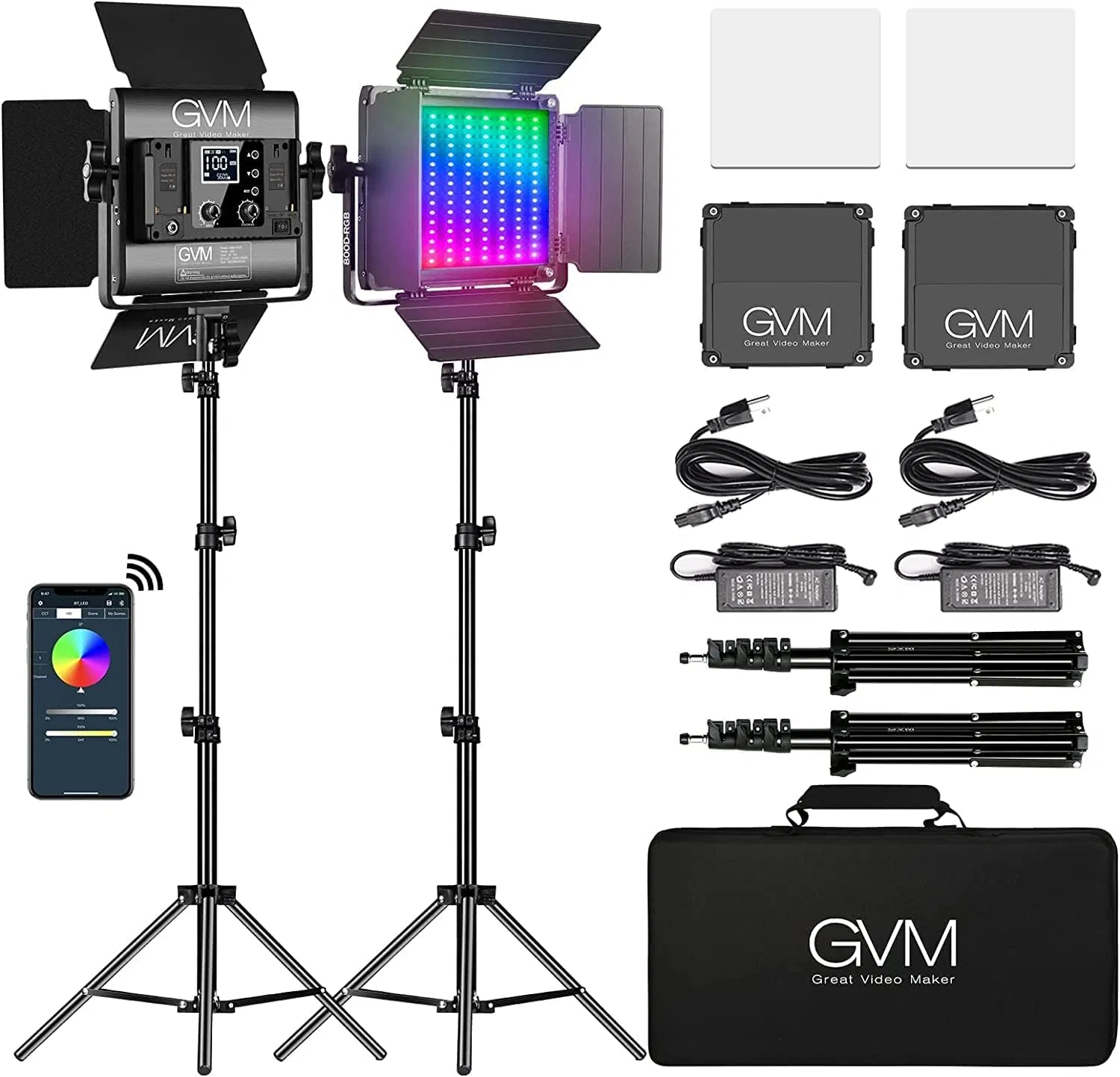 Светодиодная RGB панель GVM с управлением через APP