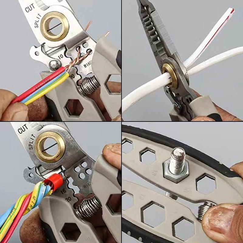 7 in 1 Multi Functional Wire Stripper Pliers Electrician Special Tools for Wire Cutting Pulling Pressing Winding Screwing