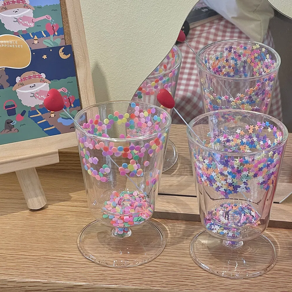 Double Wall Glasses Champagne Flutes Colorful Bobo Goblet Bubble Wine Tulip Light up Cocktail Wedding Party Glass