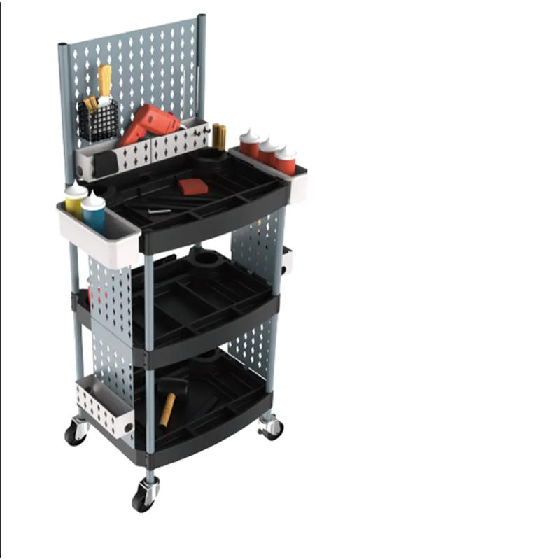 Tool Storage Trolley Organizer with Dividers Bins Trays Utility Cart