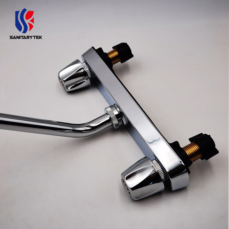 Sink Mixer Double Handle Water Kitchen Faucet Chrome South American Style 8 Inch