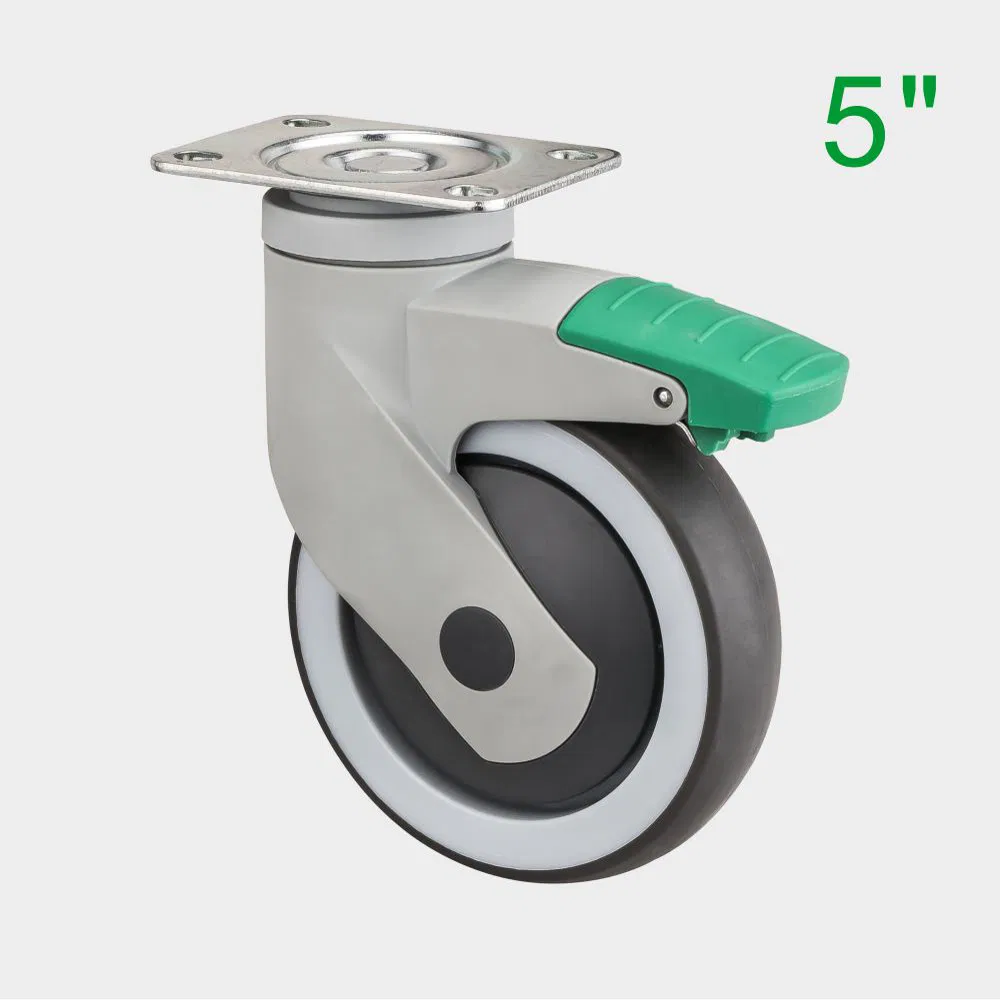 5 Inch Threaded Stem Swivel Medical Caster Wheel for Hospital Nursing Beds