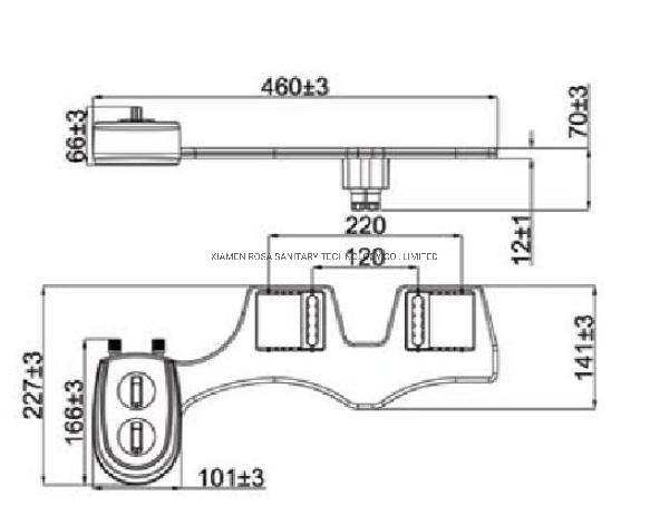 Self Cleaning Dual Nozzle - Fresh Water Non-Electric Mechanical Bidet Toilet Attachment
