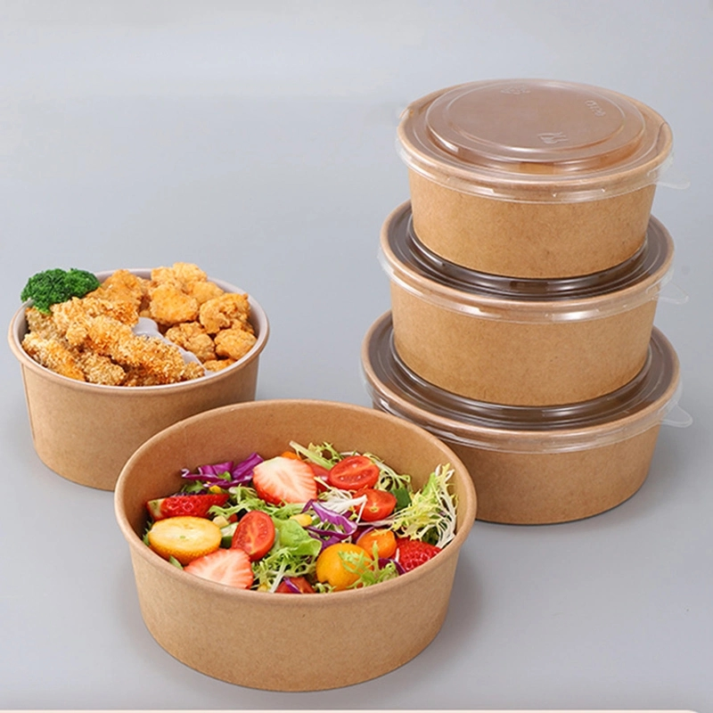 Wholesale Paper Bowl Custom Printed Kraft Brown Bowl Soup Cup with Pet Lid