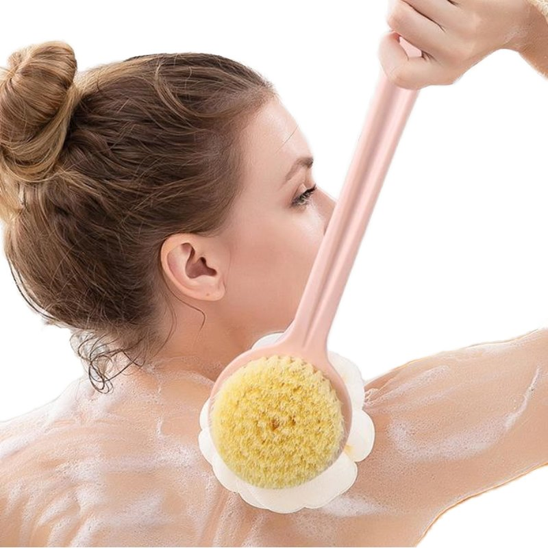 Premium Bath Brush with Long Handle and Back Sponge