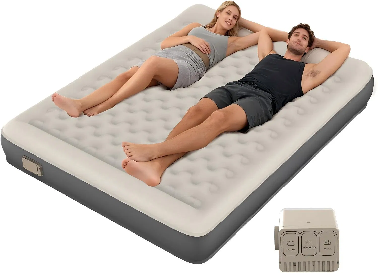 TPU Twin Air Mattress with Rechargeable Built-in Pump Suede Fabric Inflatable Bed with Built-in Pillow for Home & Camping