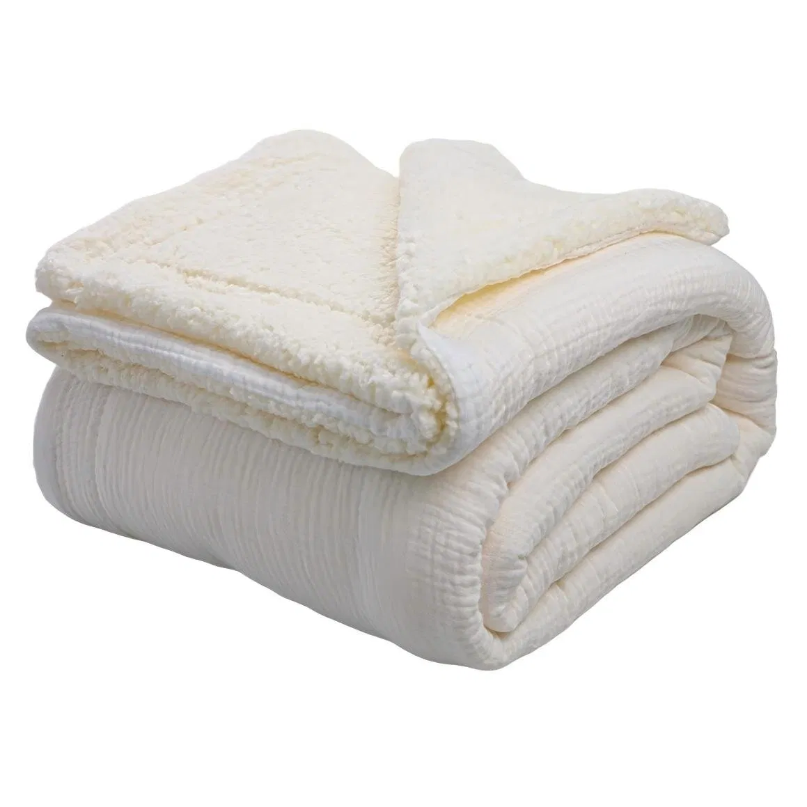 Luxury White Sherpa Cotton Fleece Blanket for Sofa and Bedding