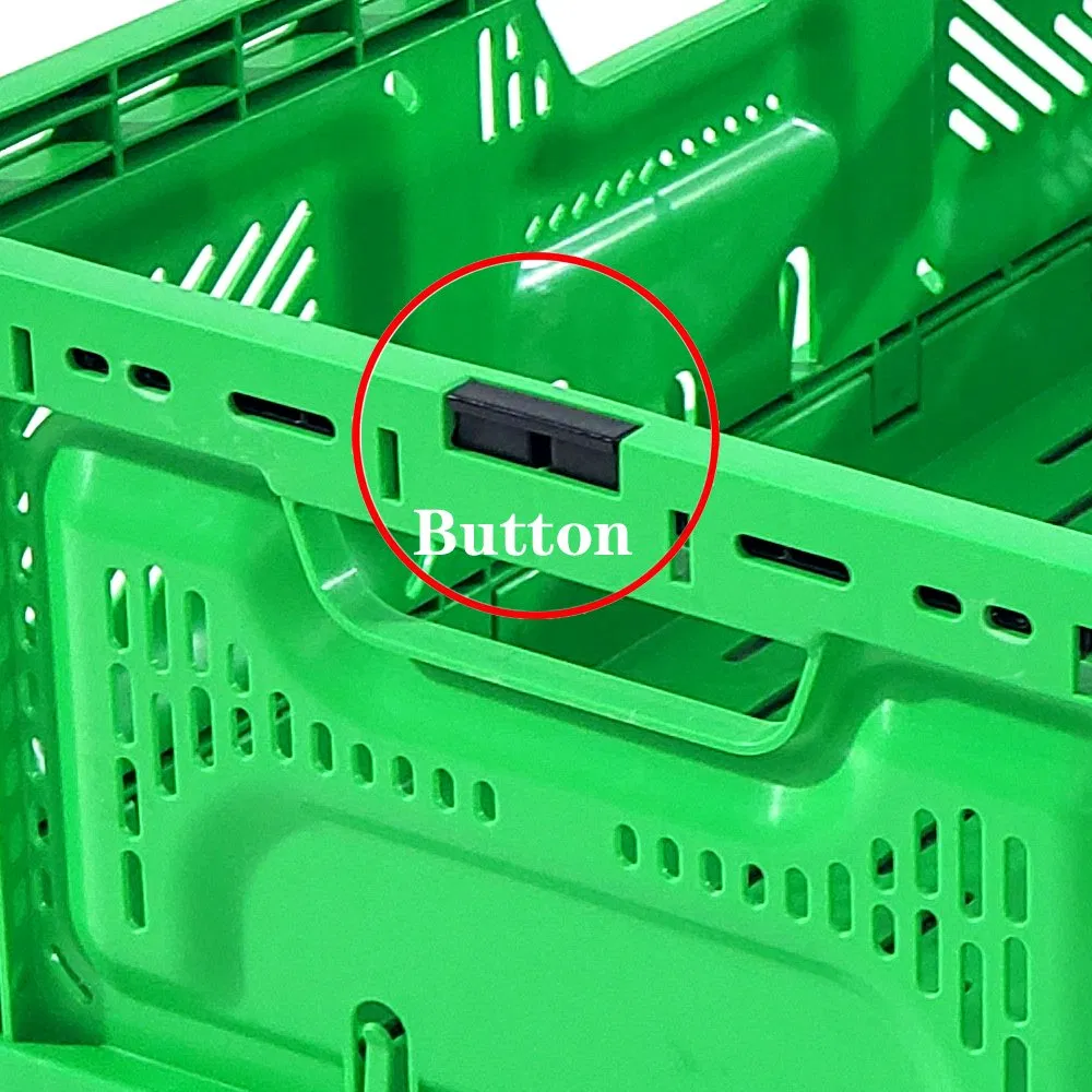 Agricultural Vented Mesh Plastic Moving Crate Fruit Foldable Plastic Crate Stackable Plastic Basket