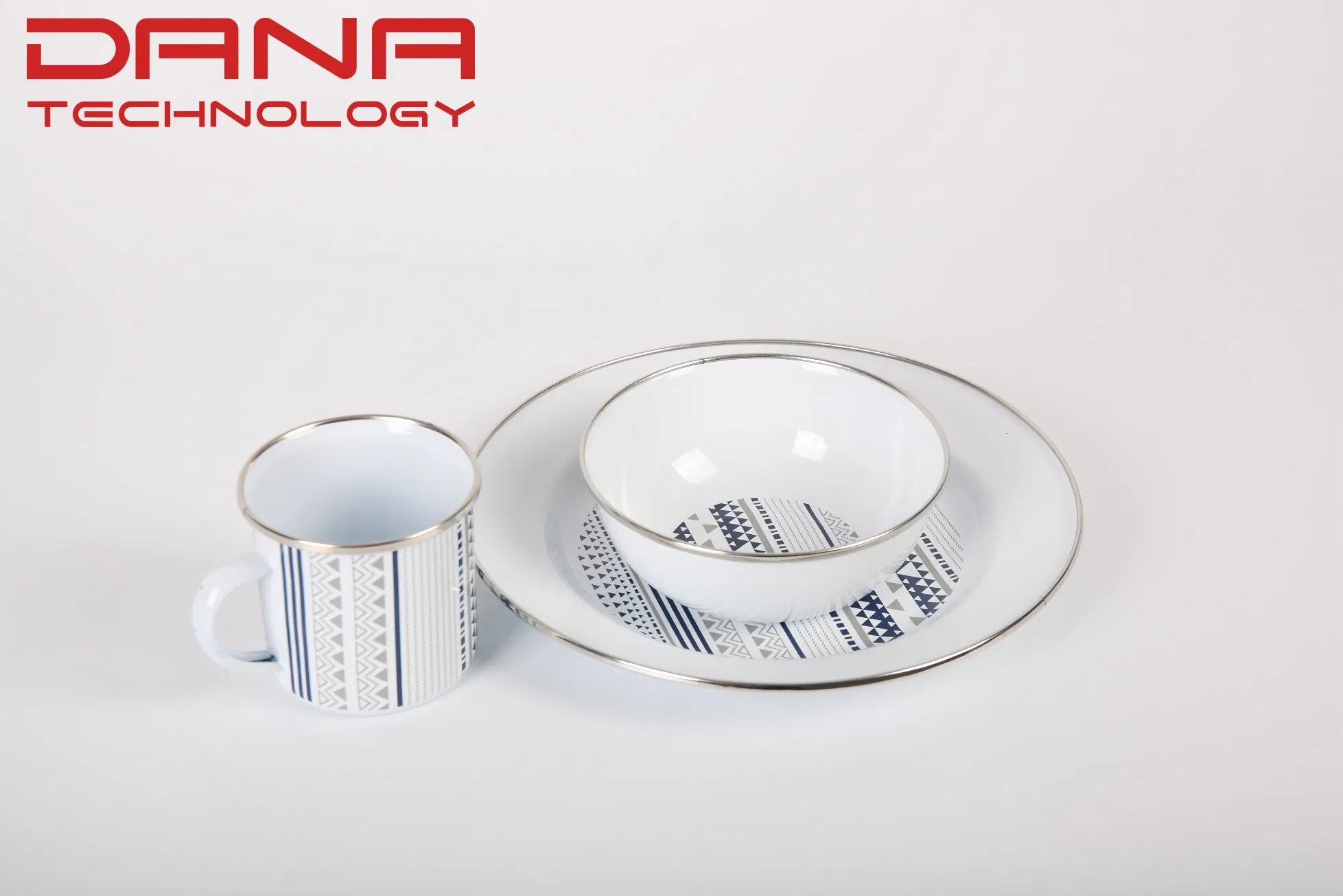 Classic Decal Enamel Tableware Carbon Steel Mugs/Bowls/Plate for Traveling