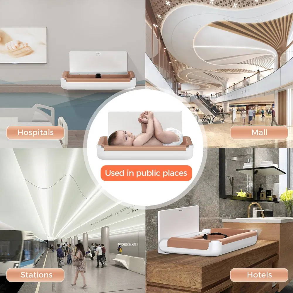 Commercial Malls Hotels Airports Horizontal Wall Mounted Fold-Down Baby Changing Diaper Station