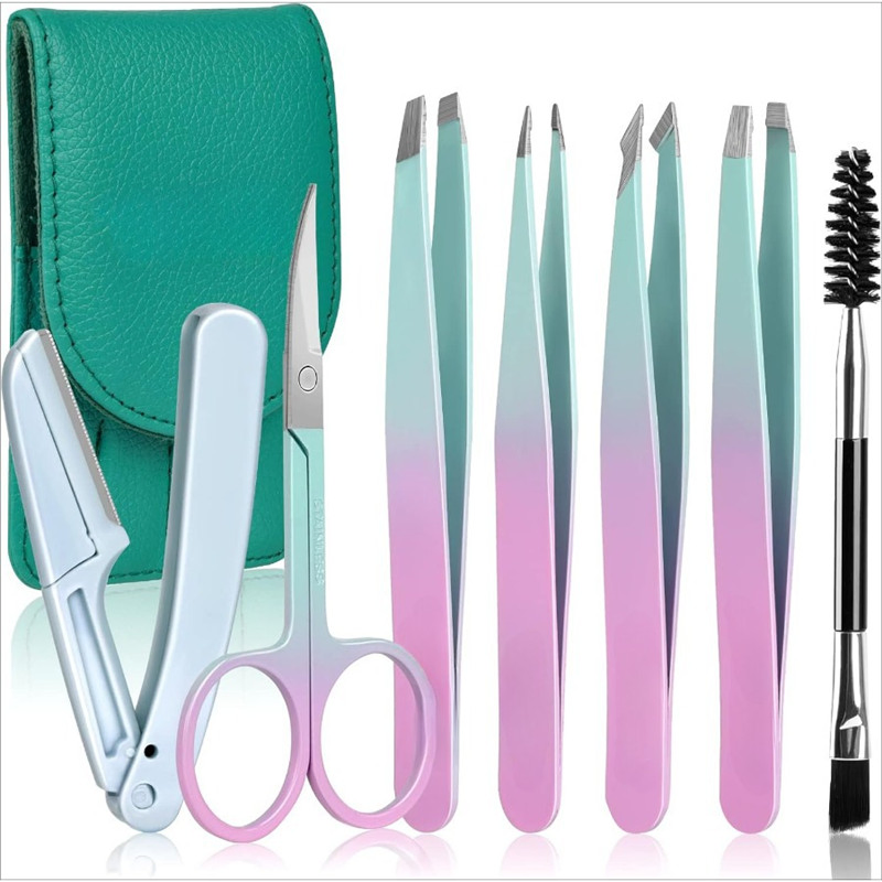 Stainless Steel Makeup Hair Removal Eyelash Extension Eyebrow Shaping Cosmetic Tweezer Set