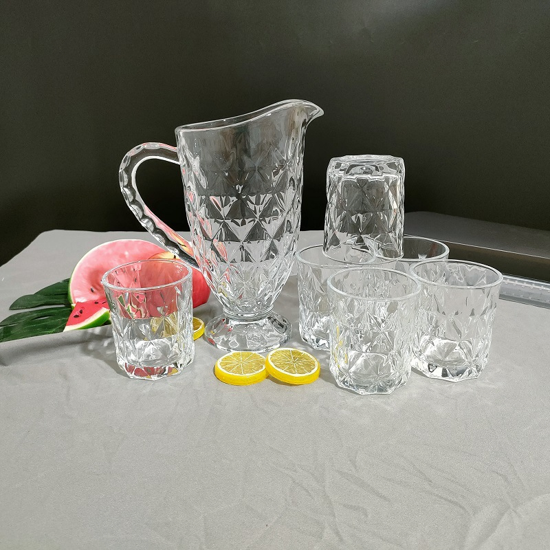 7PCS Glass Drinking Set Glass Jug Set/Water/Juice Set Cups Water Jug