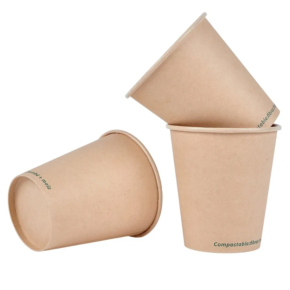8oz 10oz 12oz 16oz Thin Single Wall Bamboo Fiber Paper Cup Customized Logo Hot Drink with Logo for Disposable Fast Food Packaging Hot Drink for Home Party Event