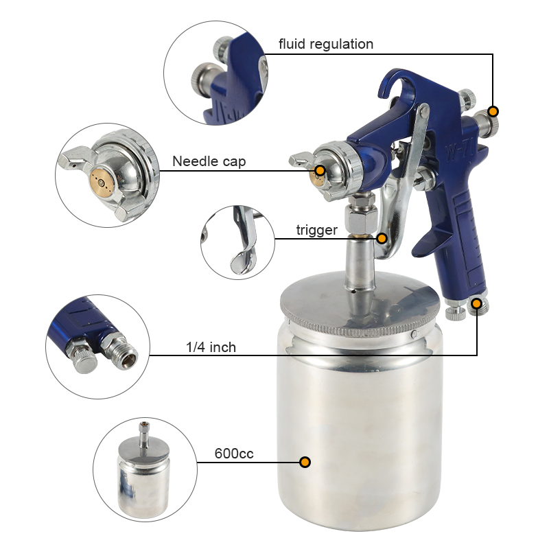 W-71s High Pressure Spray Gun 600cc Capacity Air Spray Gun