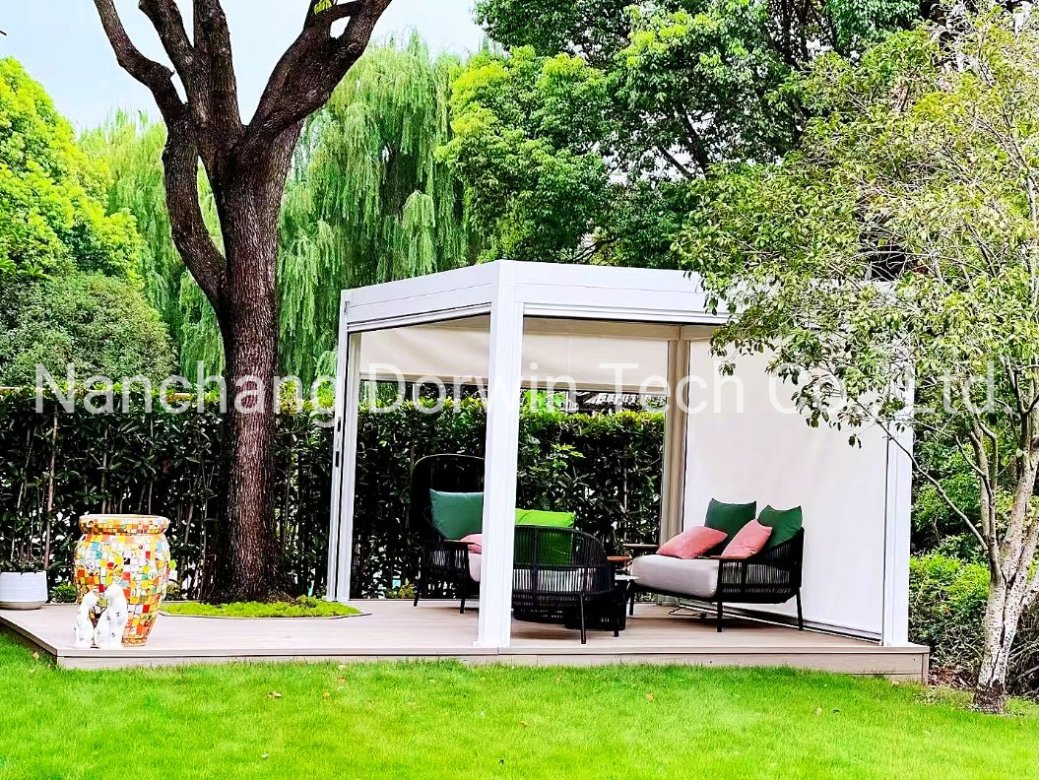 Rotary Louver Roof Garden Living Outdoor LED Strips Curtain Blinds Aluminum Pergola