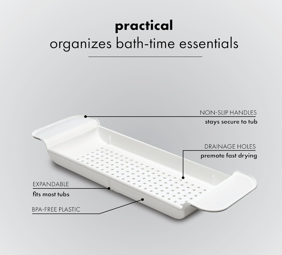 Plastic Shower and Bath Shelf Caddy Expandable Bath Tray for Bathtubs