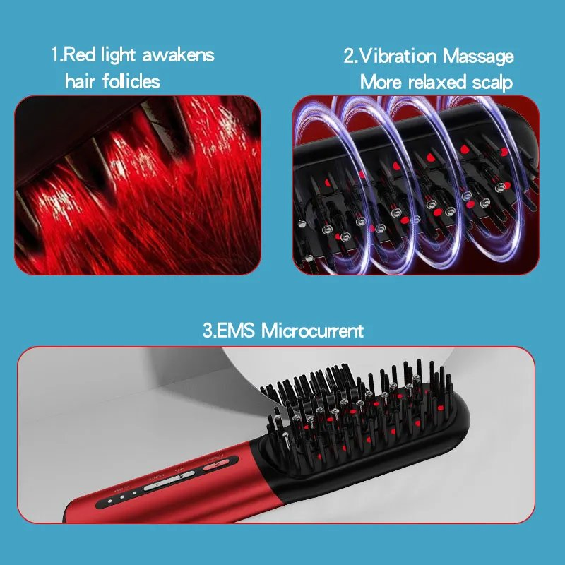 EMS Scalp Massager Comb Vibrastion Laser Hair Growth Comb Scalp Massager Hair Treatment Comb Hair Growth Brush