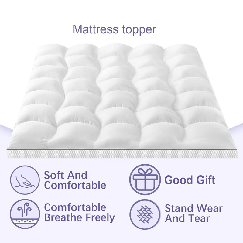 Shredded Memory Foam Mattress Topper Cooling Pressure Relieving Bed Topper with Secure Strap Design for Back Pain
