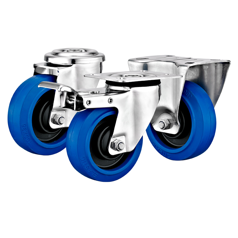 80mm100mm125mm Medium Duty Euro Type Stainless Steel Elastic Rubber Caster (Type C) SUS 304 Anti-Rusted Wheels for Hand Trolley