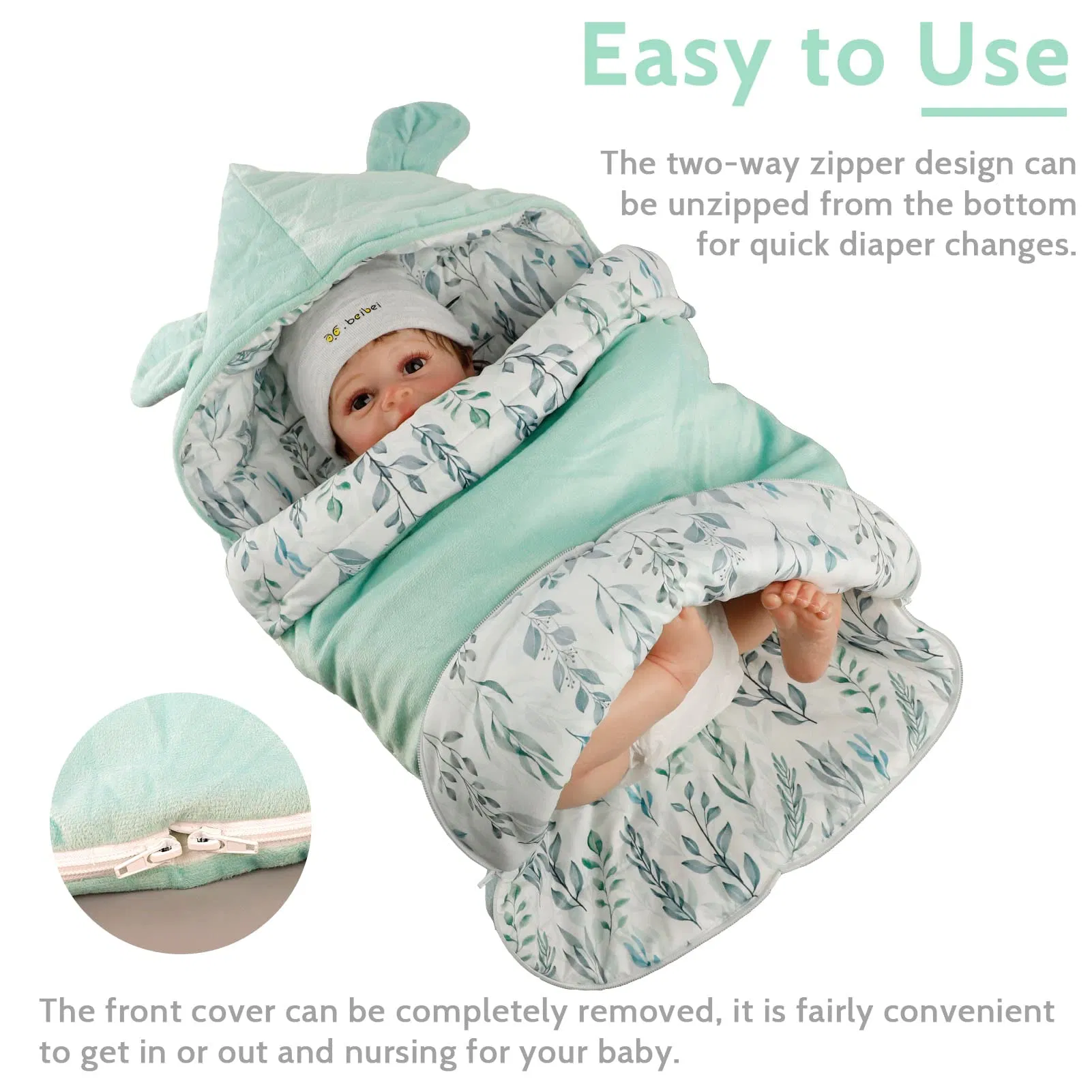 Durable Infant Car Seat Cover Designed with 3 Harness Slots Bunting Bag