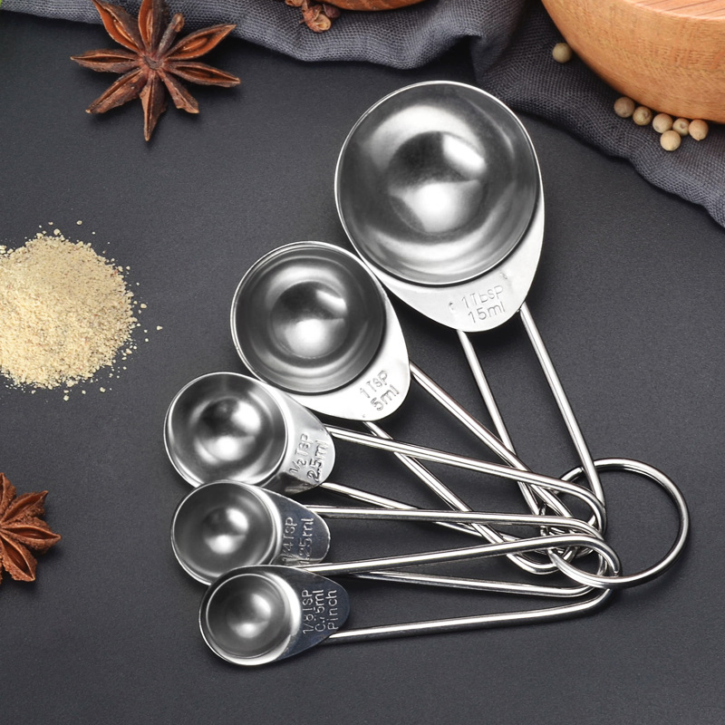 5PCS/Set Stainless Steel Measuring Spoon Coffee Milk Powder Kitchen Scale Baking Teaspoons Sugar Tool