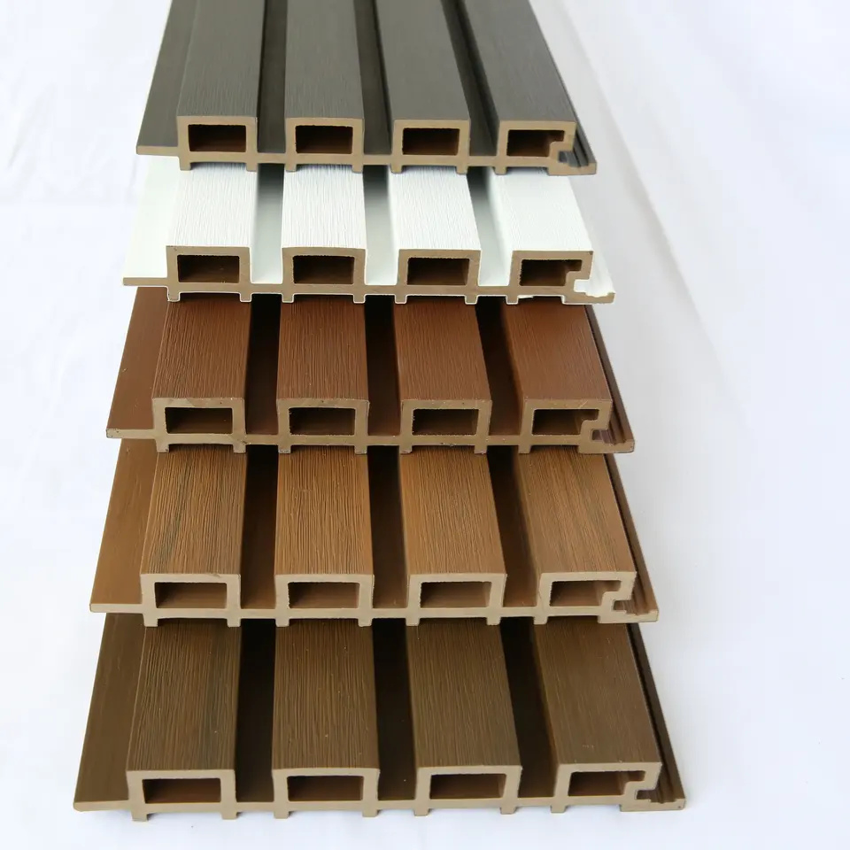 Factory Indoor Decor PVC Coating Cladding Wall Board WPC Interior Fluted Wall Panel