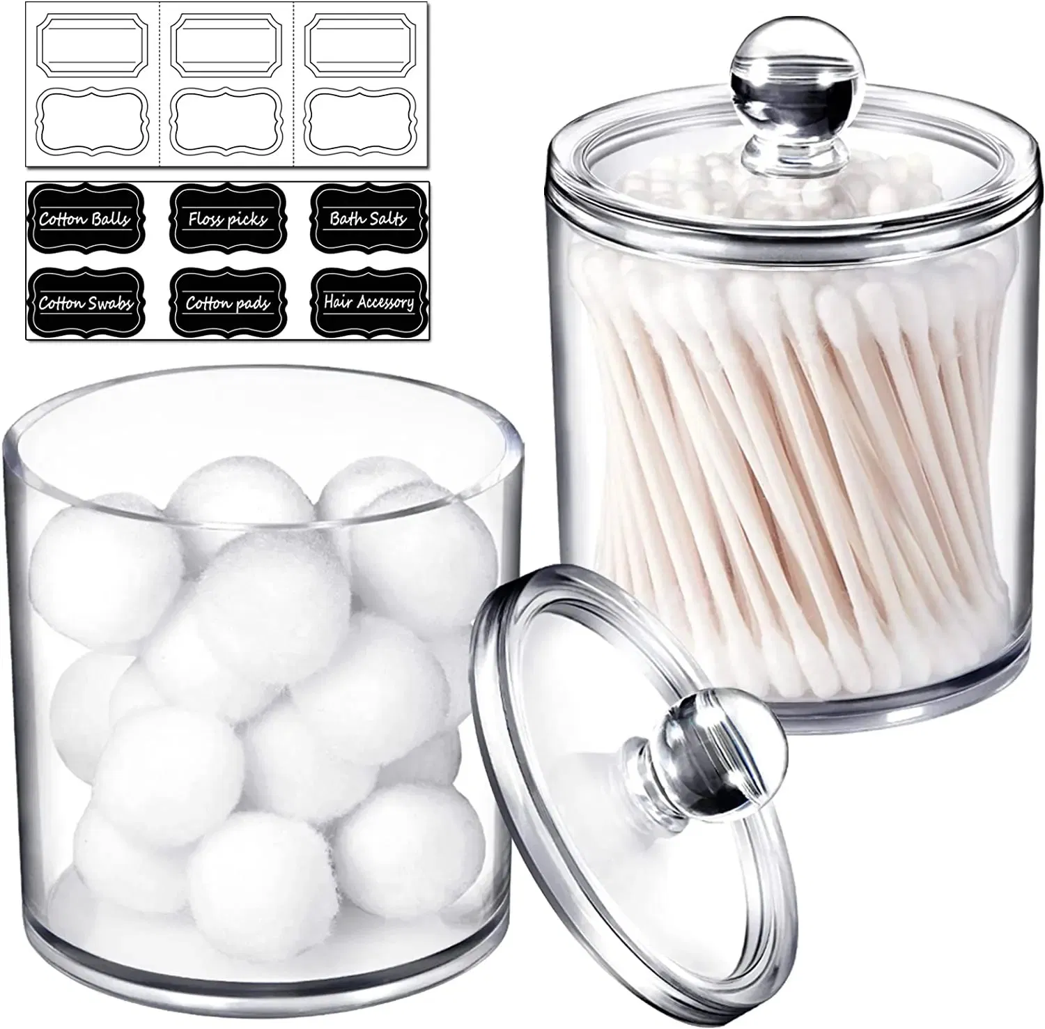 Multifunction Qtip Holder Storage Canister Clear Plastic Acrylic Jar Bathroom for Cotton Ball Cotton Swab