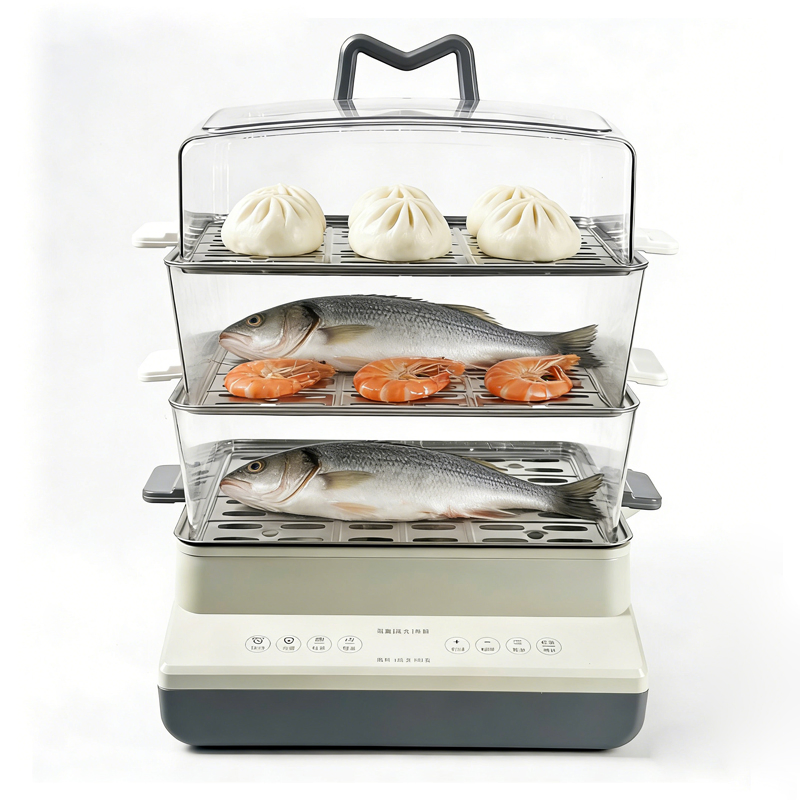 OEM 1500W Instant Food Steamer with 3-Layer Trays & Dishwasher-Safe Accessories