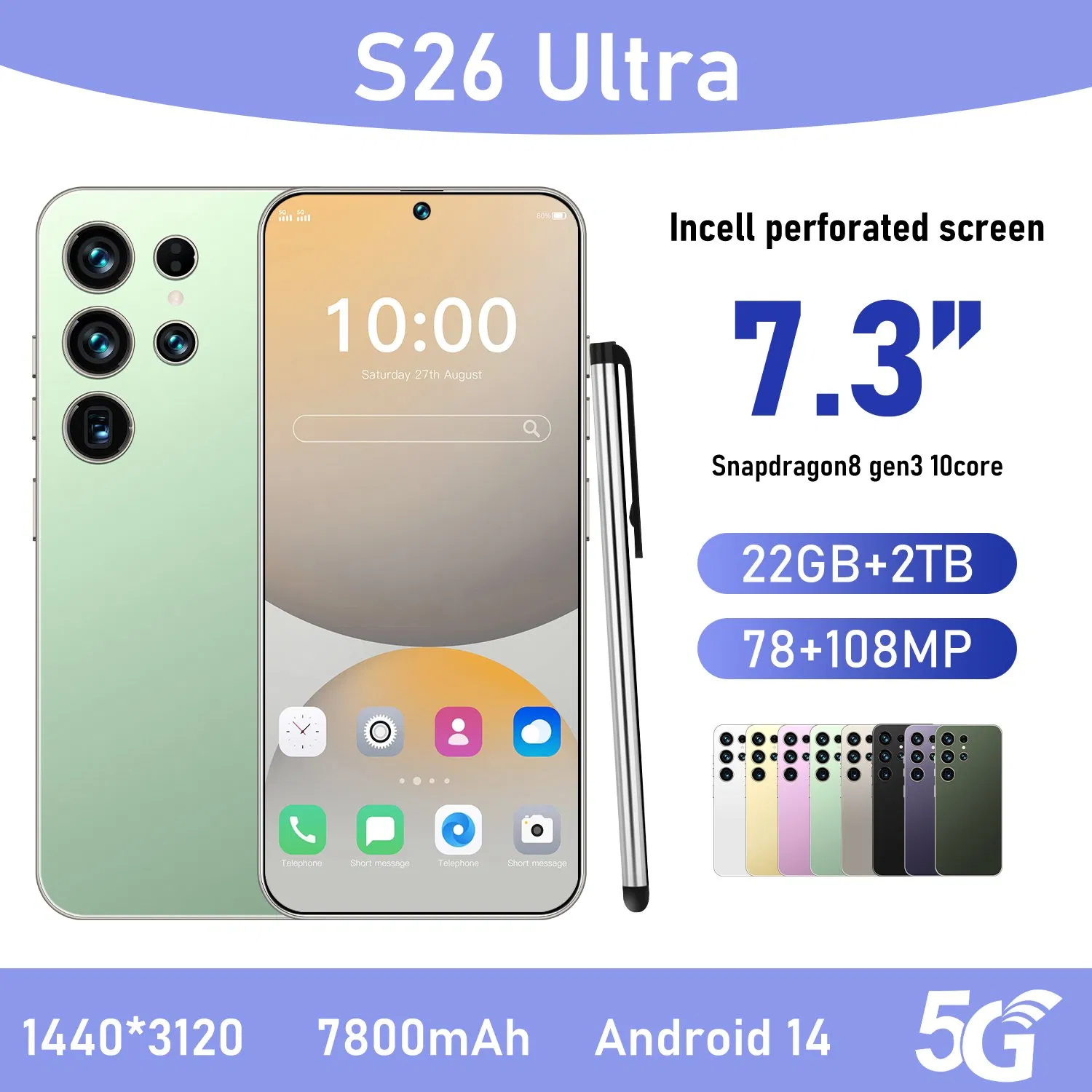 Смартфон S26 Ultra 5G 22ГБ+2ТБ, 7.3 дюйма