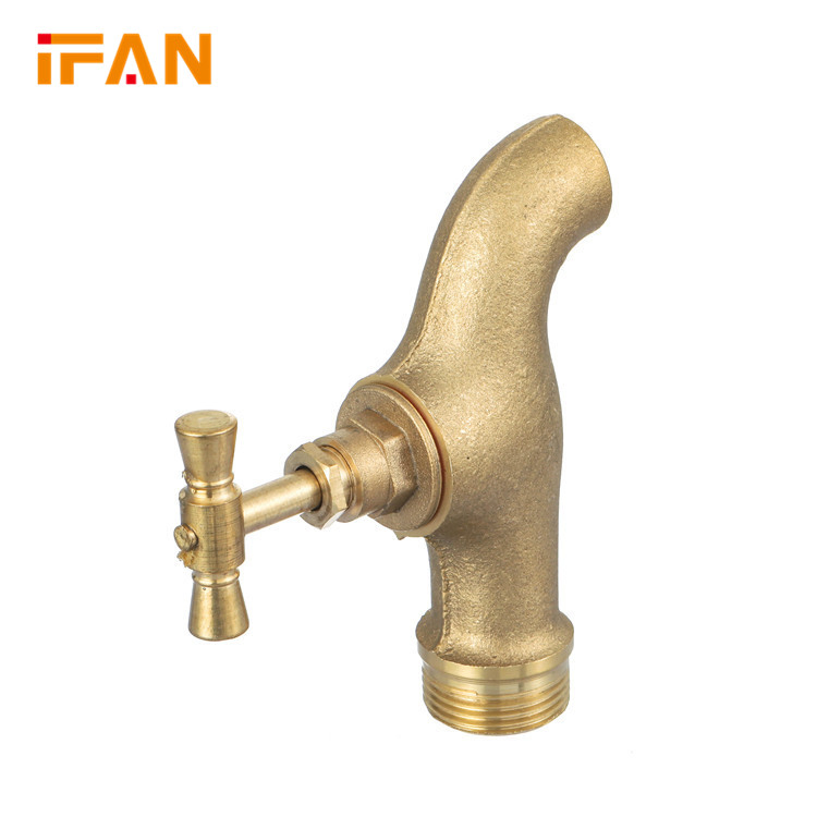 Латунный садовый кран (бибок) Ifan 1/2"-1", желтый