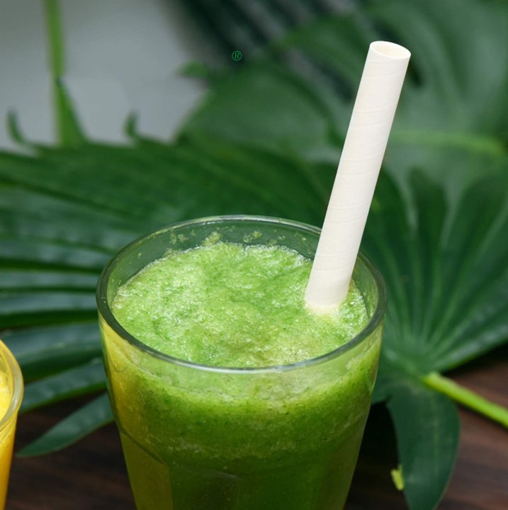 Eco Individually Wrapped Sharp Paper Bio Black White Giant Boba Biodegradable Bubble Tea Paper Straws