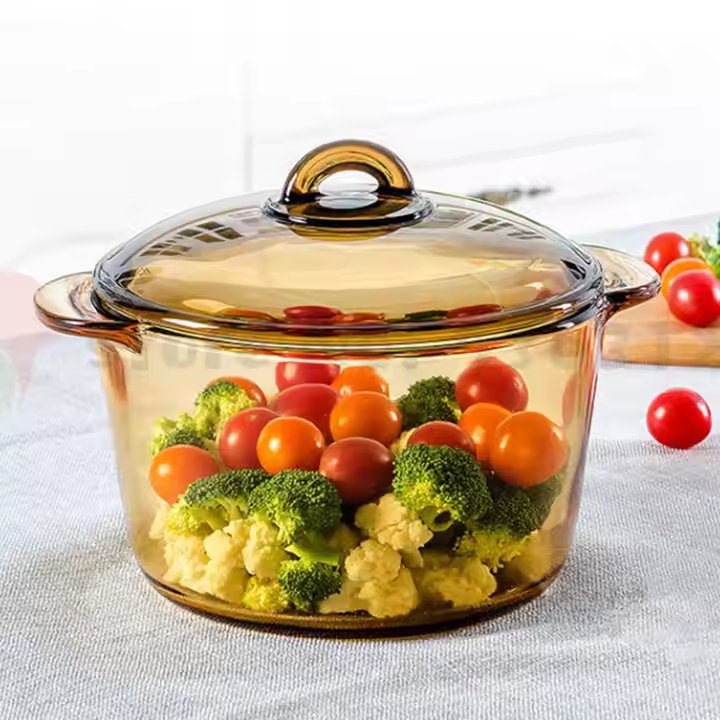 Stock 2.5L Big Pot Two Ears Oven Stew Kitchen Accessories Cookware Soup Cooking Pot Dish Glass Casseroles