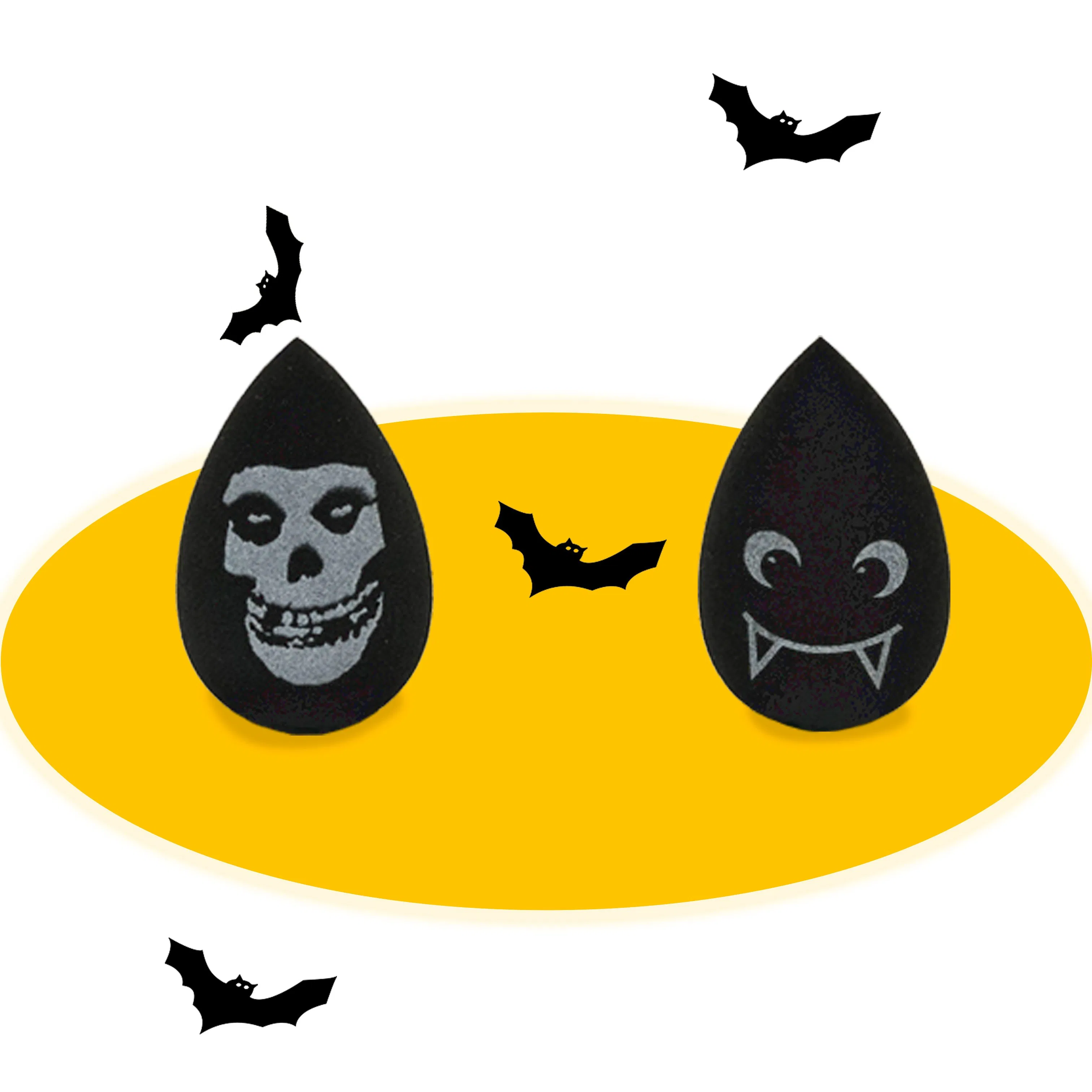 Hot Selling Grimace Shape Printed Makeup Sponges Customizable Beauty Cosmetics Use Non Latex Halloween Makeup Sponge