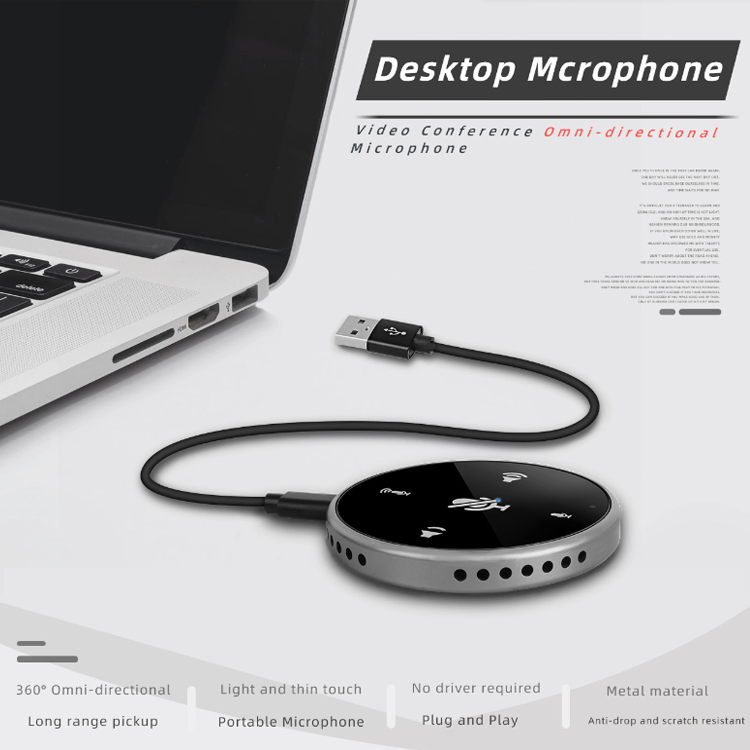 Portable Omnidirectional Video Speakerphone USB Call Plug-Play Conference Desktop Meeting Microphone