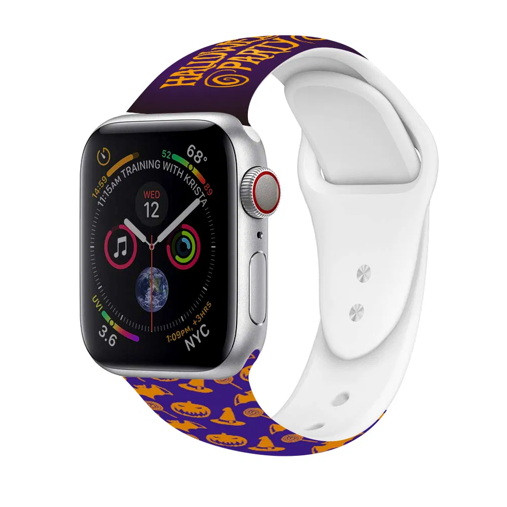 Halloween Silicone Watchband for Apple Watch Band 40mm 44mm 38mm 42/44mm 38/40mm Strap Bracelet for iWatch Series 3 4 5 6 7 Band