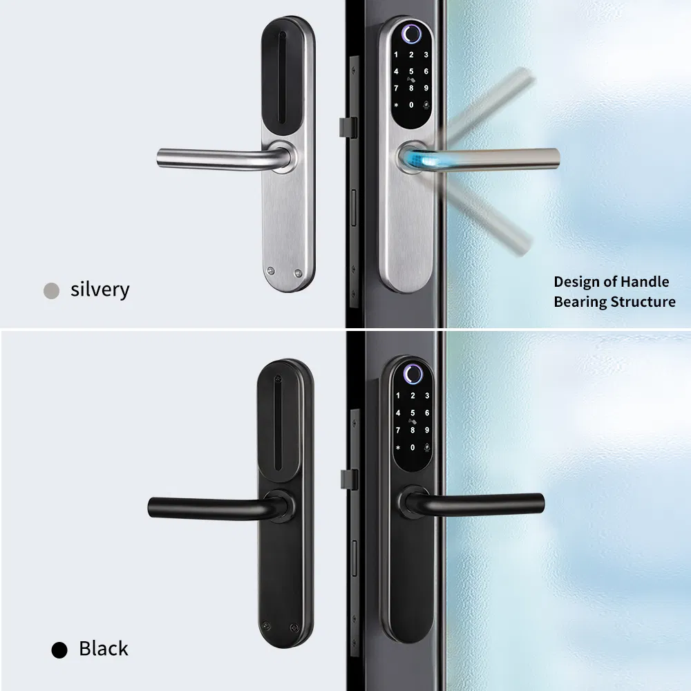 Intelligent Wood Smart Door Lock Fingerprint Unlock Digital Handle Lock BLE Ttlock APP Alexa Connection Cloud Data Deadbolt