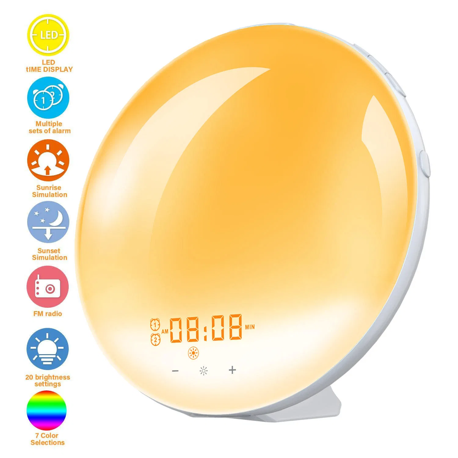 Sunrise Alarm Clock Wake up Liqht with Dual Alarms FM Radio, Snooze, Sleep Aid with 7 Nature Sounds, Alarm Clocks for Bedroom