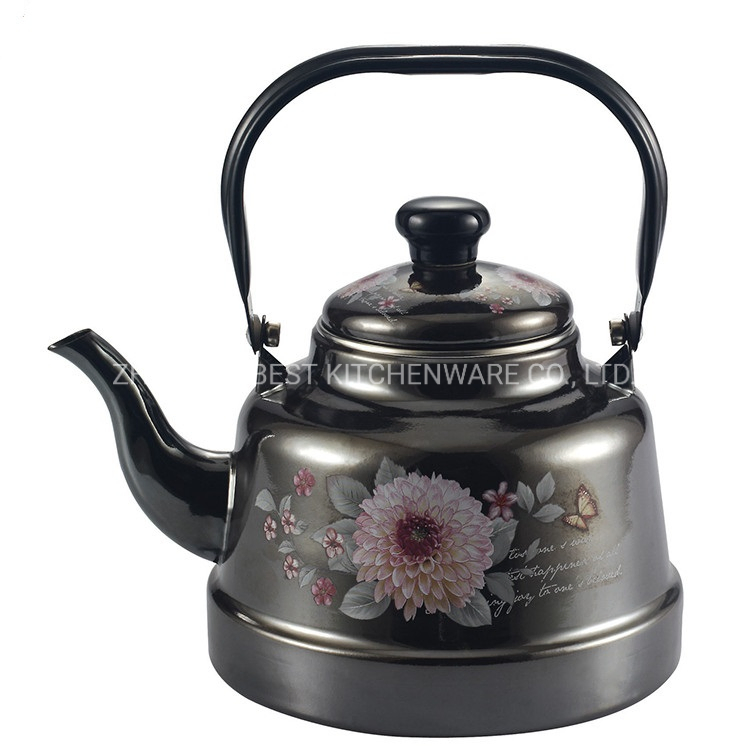 Enamel Tea Kettle with Stainless Steel Handle with Plastic Knob Customerized Design
