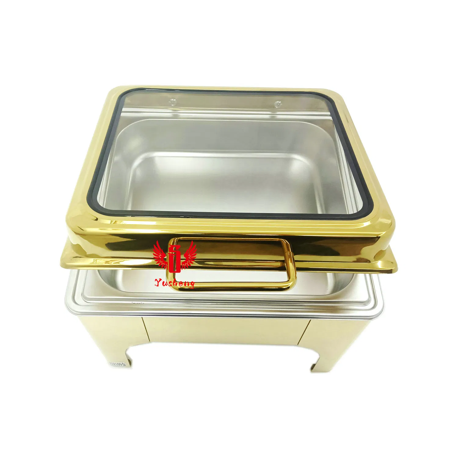 Golden Color Square High Stand Stainless Steel Chafing Buffet Dish
