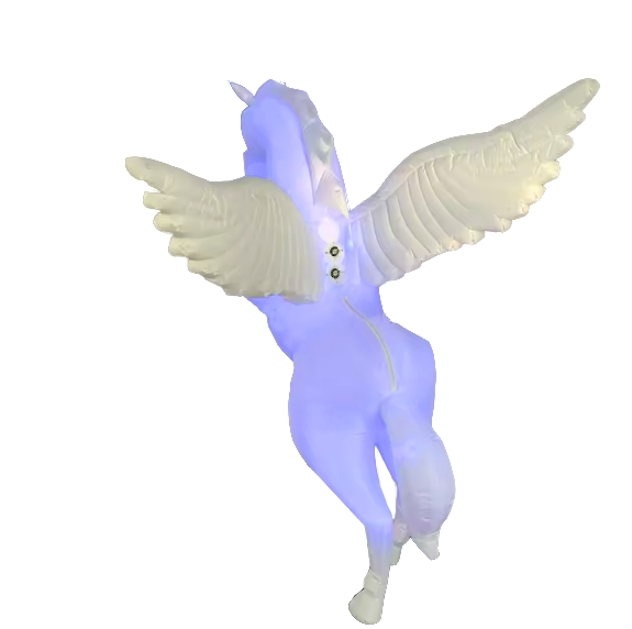 Large Inflatable White Horse Mascot with Flying Wings