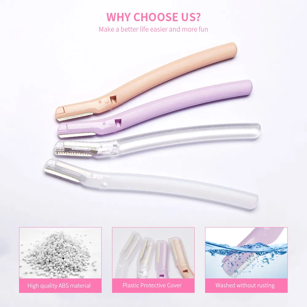 Plastic Handle Eyebrow Straight Safety Shaving Facial Hair Remover Replaceable Single Blade Razor