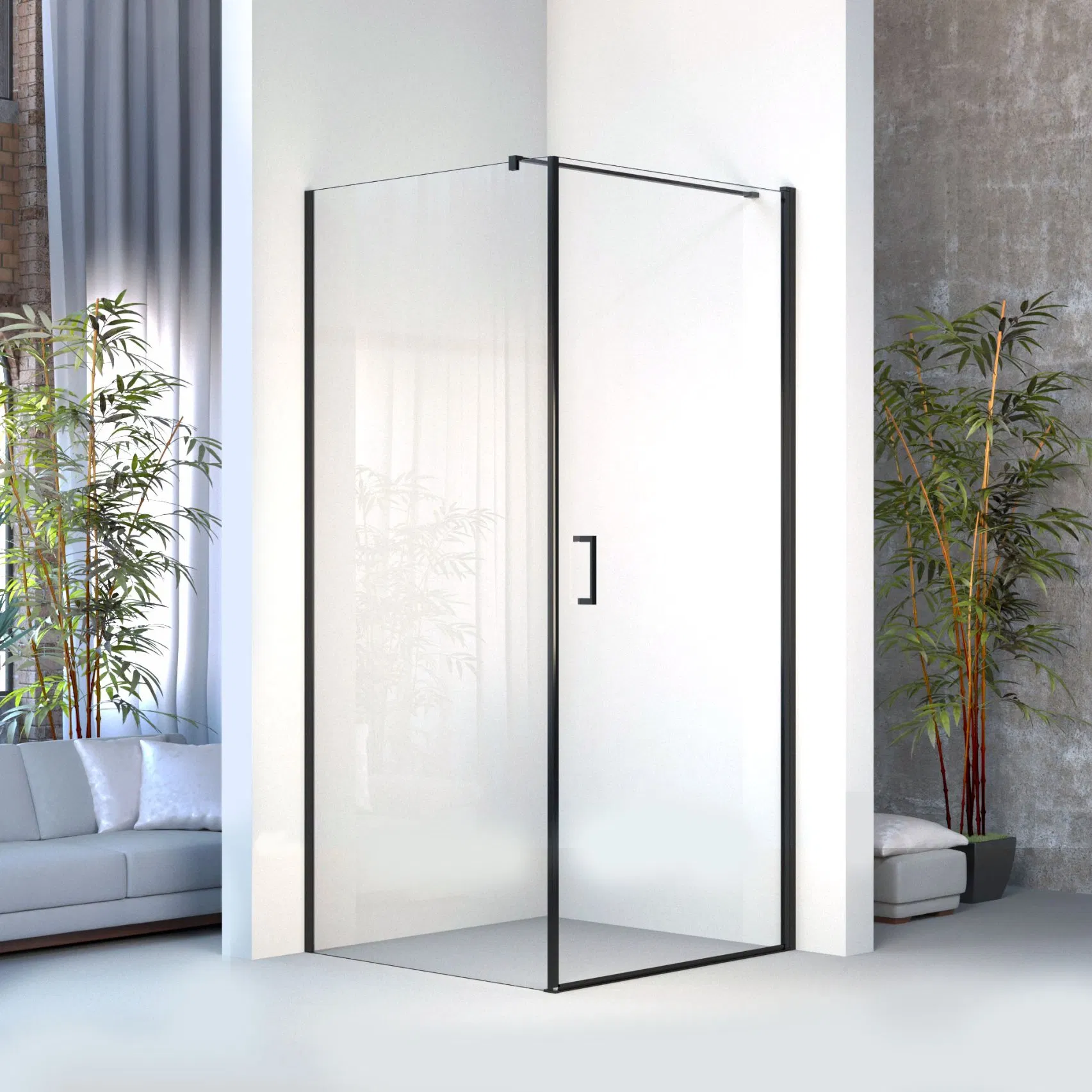 Badkamer Modern Bathroom Black Aluminium Frame Simple Glass Shower Enclosure