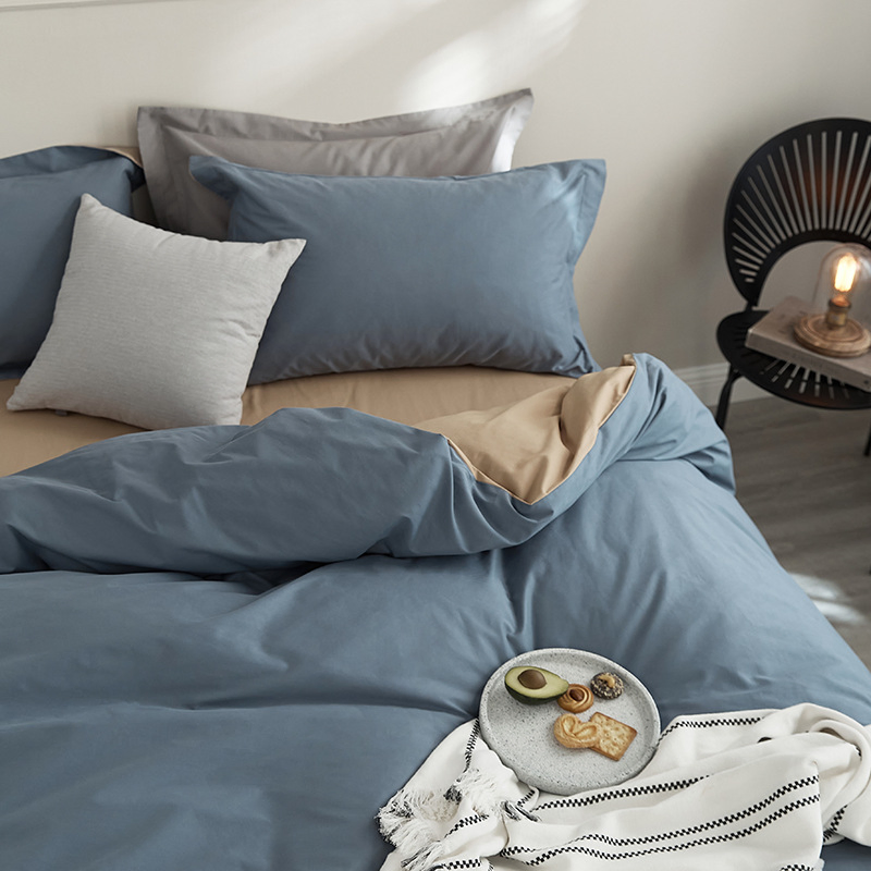 Luxury 4-Piece 100% Cotton Sheet Set Customized Sizes Bedding with 1 Fitted Sheet 1 Flat Sheet 2 Pillowcases for Home Hotel