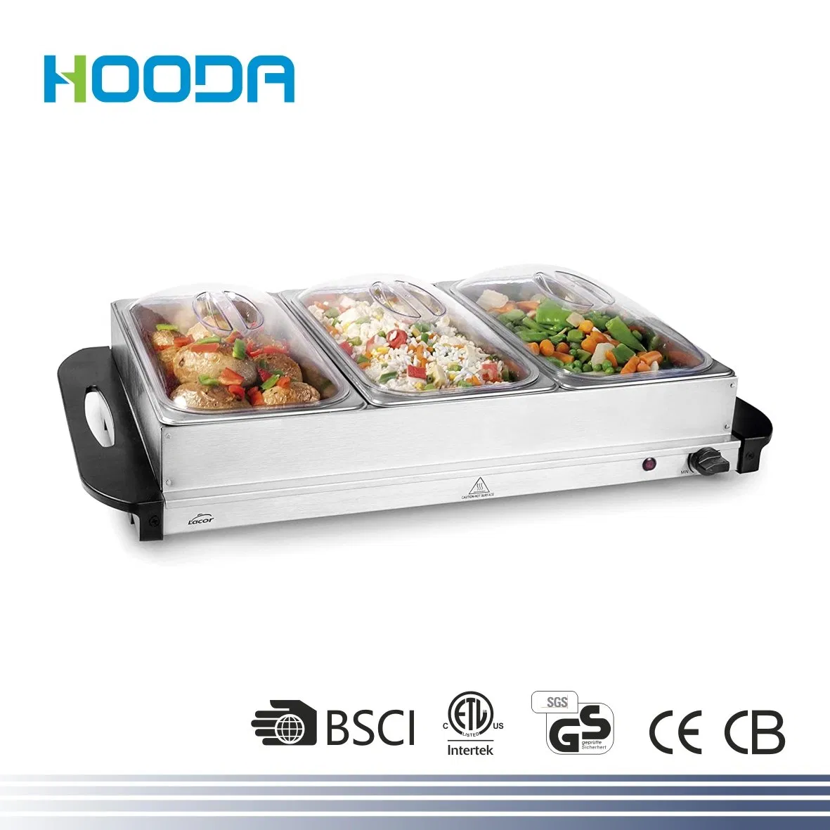 3*2.5L Separate Warming Pans Electric Food Warming Server Buffet Warmer