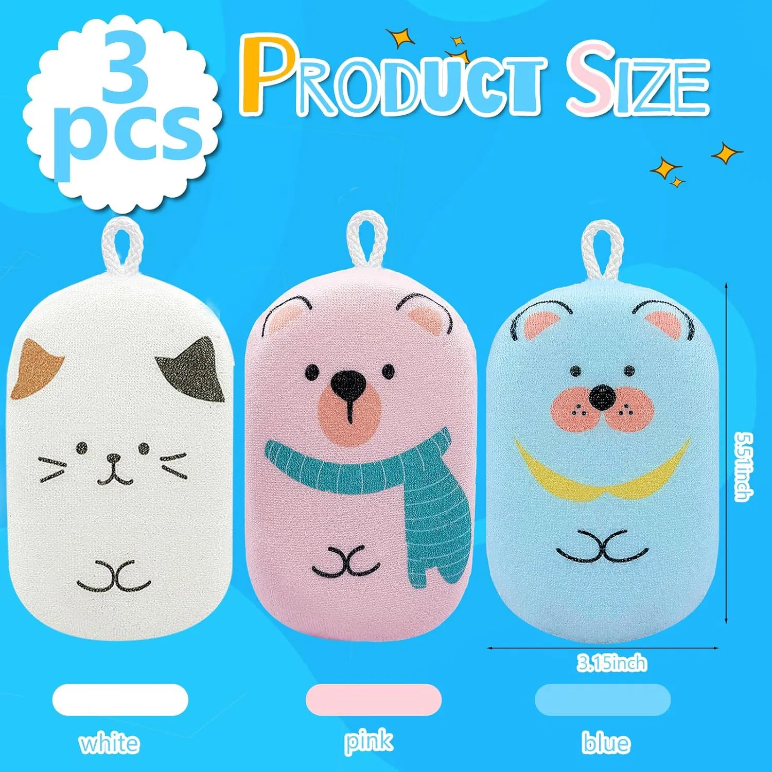 Cute Pattern Design Soft and Absorbent Baby and Kids Bath Loofah Sponge