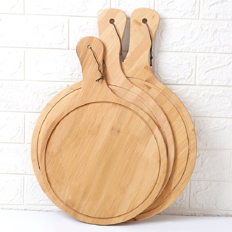 Wood Steak Plate Slate Cutting Board Bamboo Pizza Cake Baking Tray Steak Plates with Handle