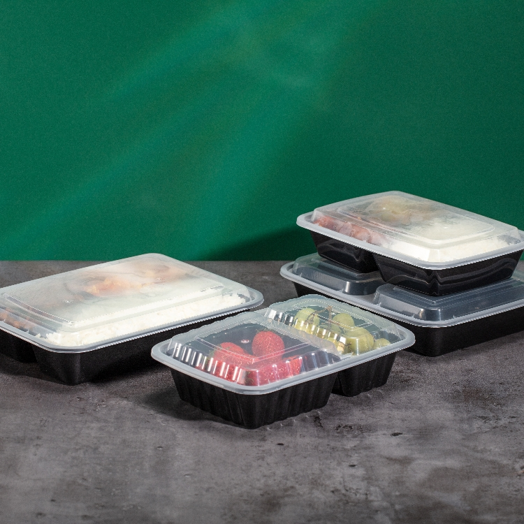 Plastic Food Storage Container PP Disposable Food Jar Rectangular Compartmnets Packaging Box