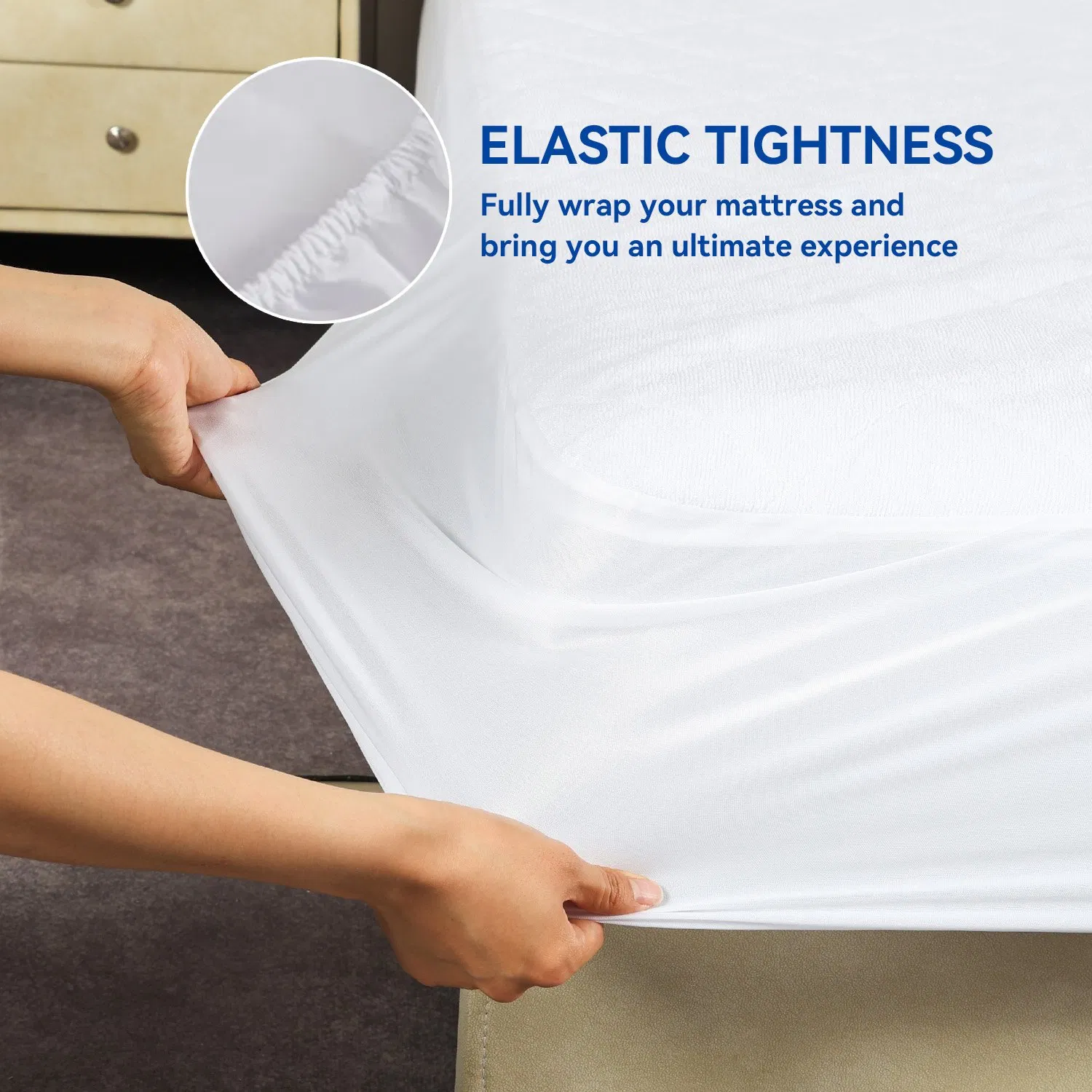Wholesale Quilted 100 Polyester Cotton Terry Mattress Protector Cover Pad Topper with TPU Lamination for Home