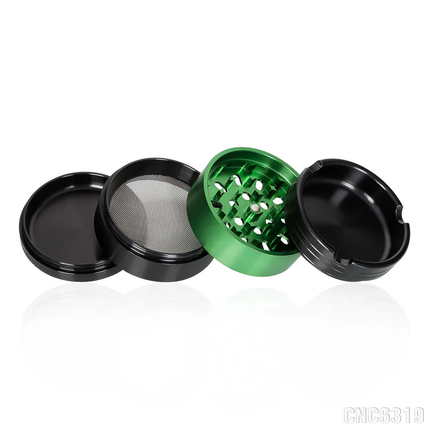 New Model Fashion 63mm Diameter Four-Layer Aluminium Alloy Grinder Top Lid Ashtray Metal Grinder Ash Tray DAB Tool Smoking Accessories
