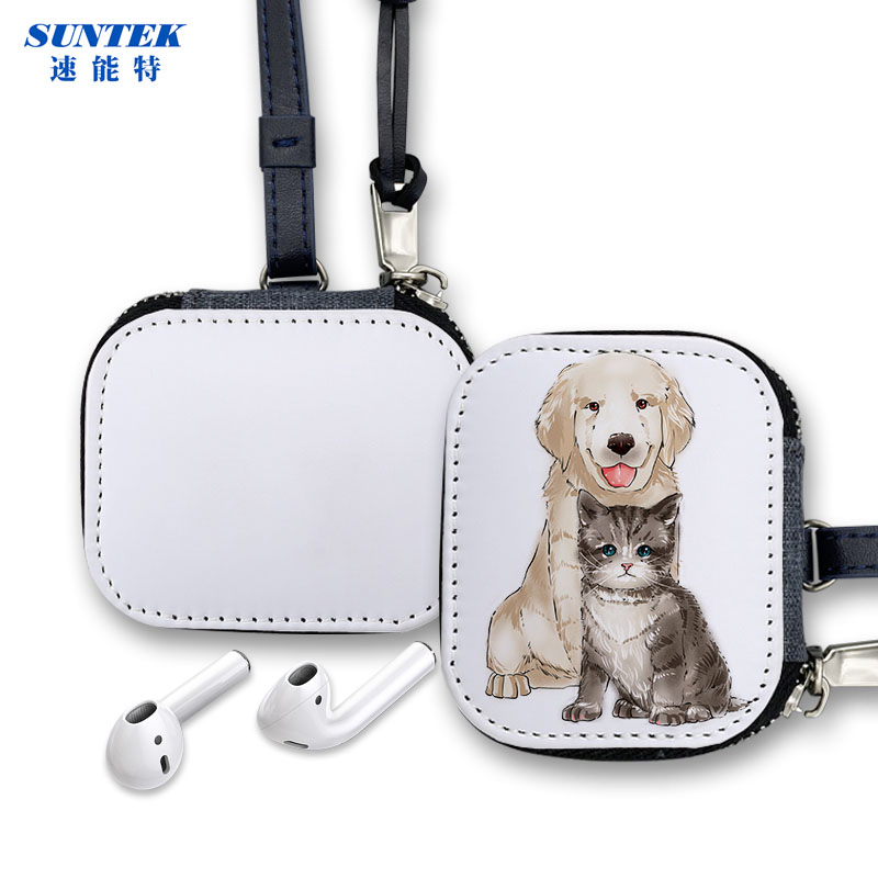 Sublimation Leather Protective Earphone Cover Bag